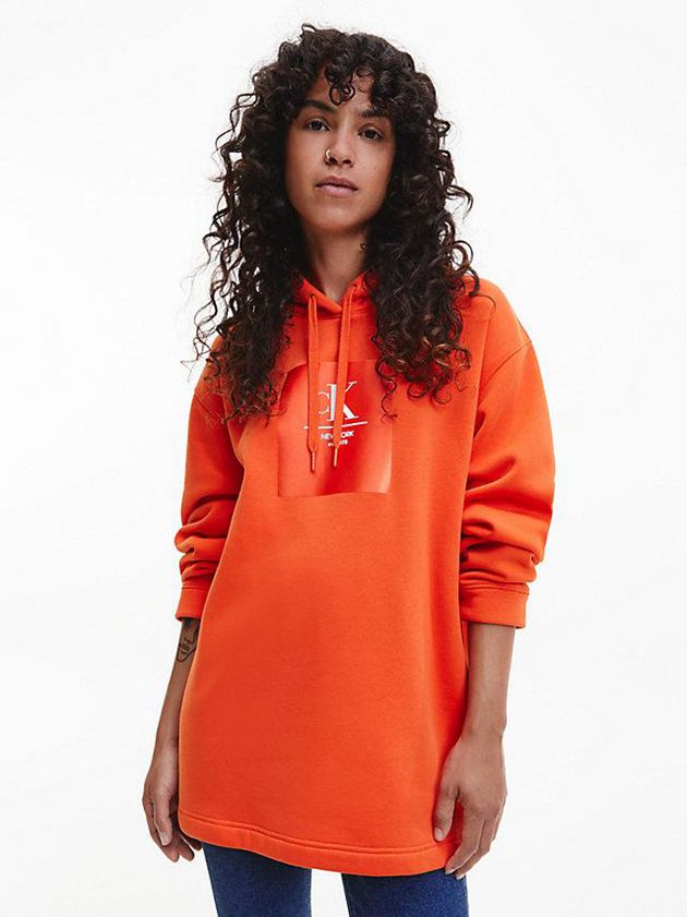 Calvin Klein USA Oversized Logo Womens Hoodie Orange 8965042-CH